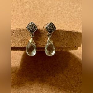 Lori Bonn Silver and Black Crystal Drop Earrings